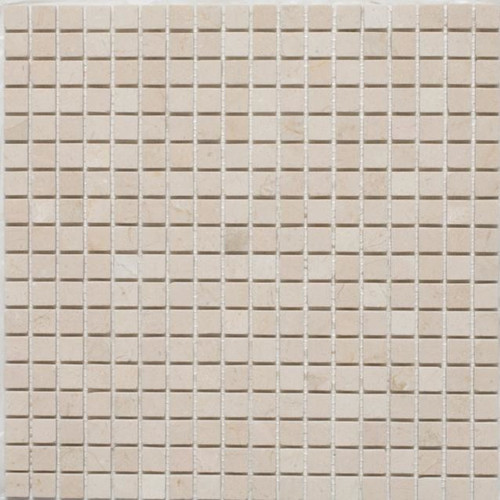 Crema Marfil Tumbled 5/8x5/8 Marble Mosaic 12x12 Mesh