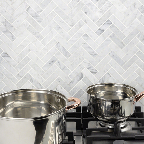 Carrara Honed 1"x3" Herringbone Mosaic