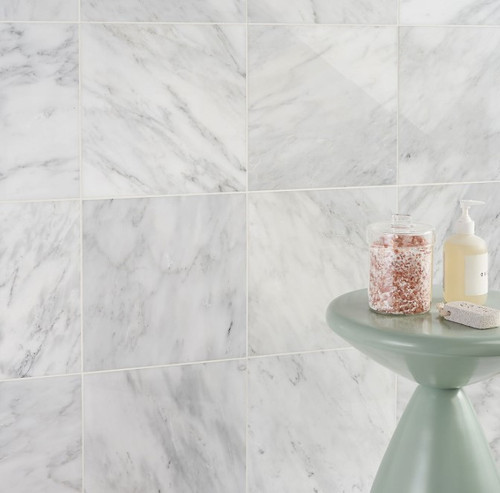 Ocean White Polished 12"X12" Marble Tiles