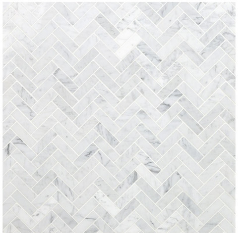 Carrara Herringbone 1x3 Polished Marble Mosaic Tile