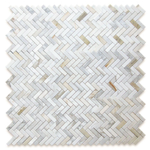 Calacatta Gold Marble 1x3 Herringbone Mosaic Tile Honed
