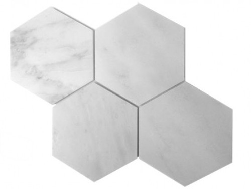 Italian Carrara White Honed 6" Hexagon