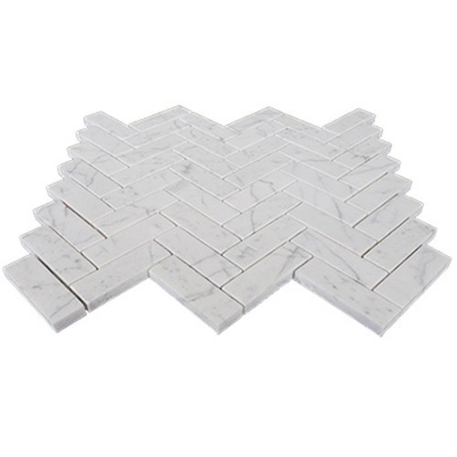 Italian Carrara White Honed 1x3 Herringbone