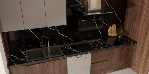 Montaj Nero Marquina Polished 3CM Quartz 126"x63"