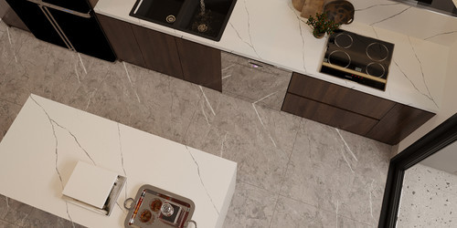 Montaj White Lace Polished 3CM Quartz 126"x63"