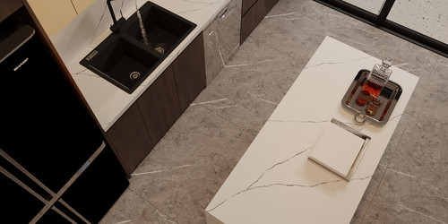 Montaj White Lace Polished 3CM Quartz 126"x63"