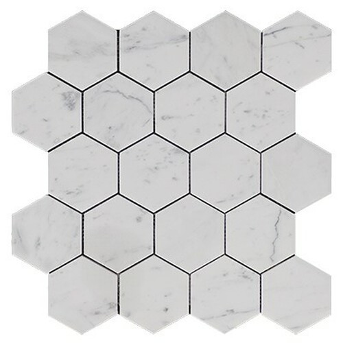Carrara White Italian Marble 3” Hexagon Mosaic Tile Polished