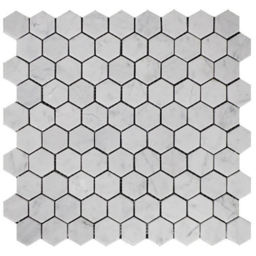 Carrara White Italian Marble 1” Hexagon Mosaic Tile Honed
