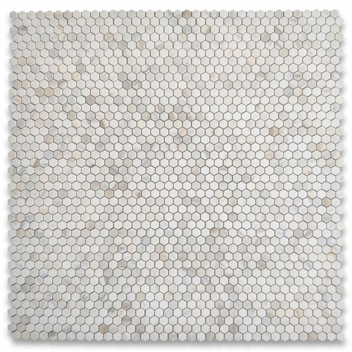 Calacatta Gold Marble 1 inch Hexagon Mosaic Tile Honed
