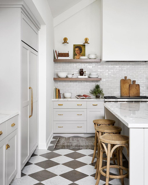 Nero Marquina Honed 12x12 & Carrara Honed 12x12 Checkerboard Pattern