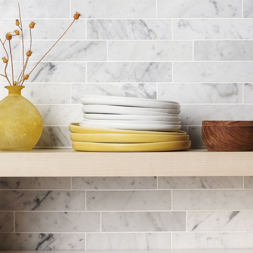 Carrara Honed 2"x8" Marble Tiles