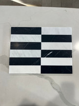 Nero Marquina Honed 2x8 & Ocean White Honed 2x8 Checkerboard