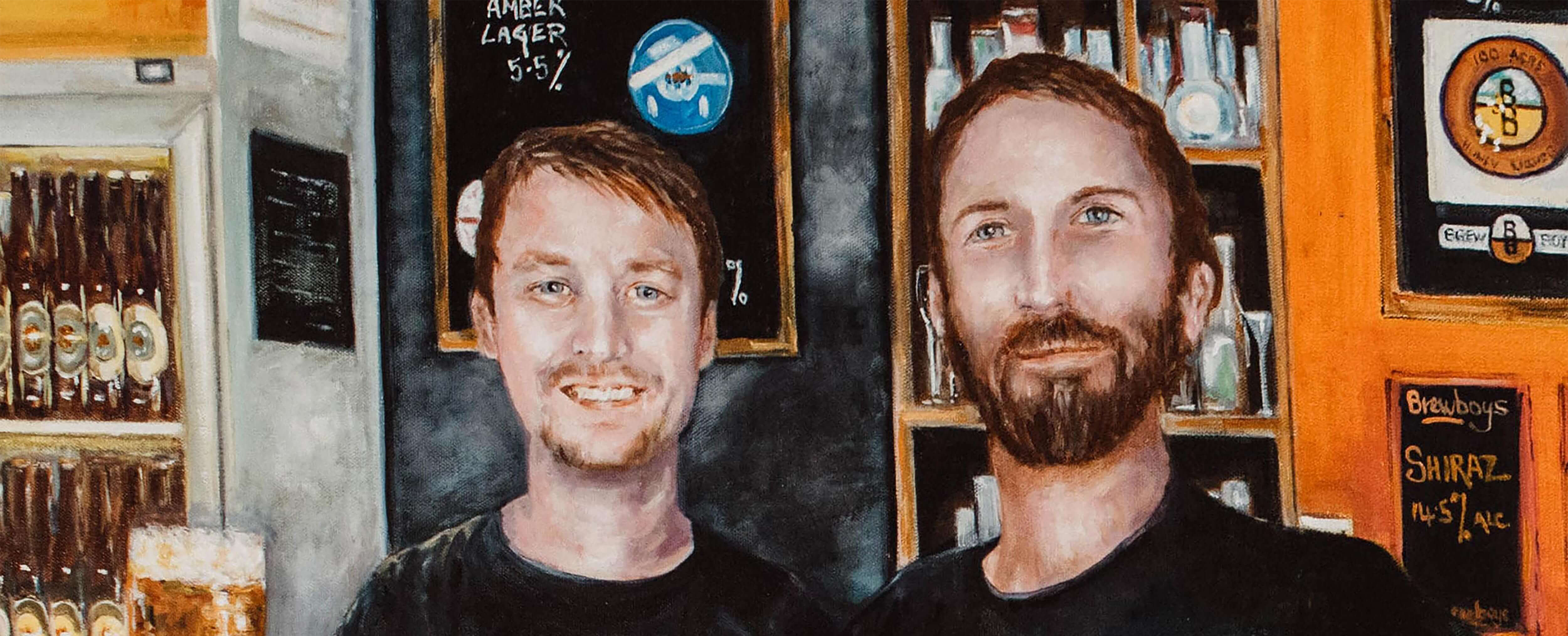 Painting of the Brewboys, Owen and Dan