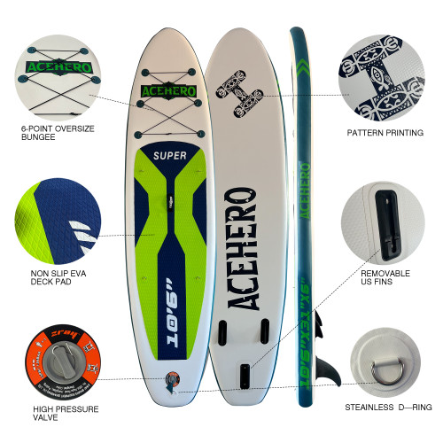 Wholesale Customized ACEHERO ACE1006 Eco-friendly Drop Stitch Inflatable Vertical Paddleboard Warranty for Water Surfing
