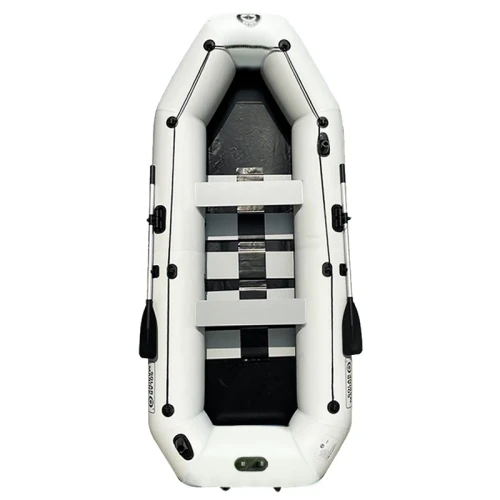 -4 Person PVC Inflatable Fishing Boat Kayak Slat Wooden Deck Recreational Floating Pontoon Factory Direct with Paddle