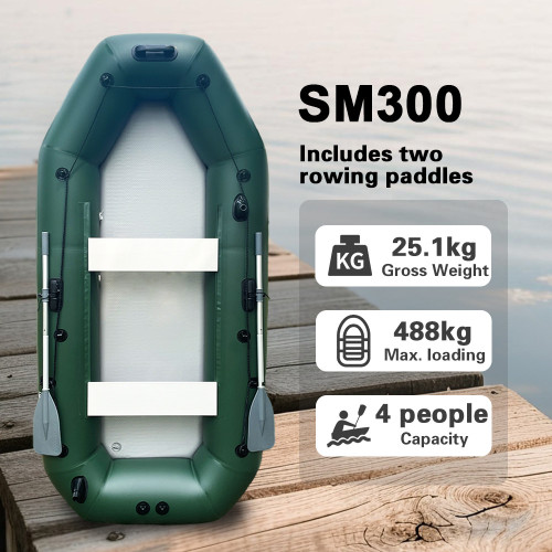3M PVC Inflatable Rowing Boat Fishing Kayak for Family Water Sports & Fishing Free Accessories Included