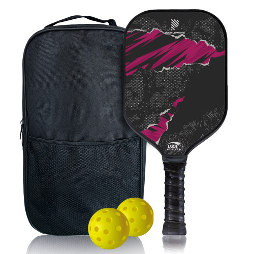 Black Purple Polka Dot USAPA Pickleball Paddle Fiberglass Surface High Grit & Spin Unibody Edgeless Sport Racquet Pickleball