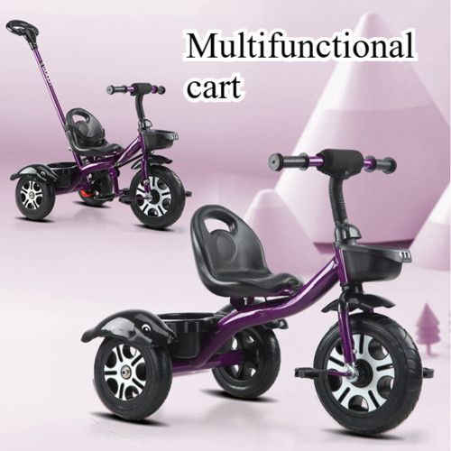 2 in 1 Toddler Tricycle for Kids Trike with Push Handle Adjustable Seat Storage Baskets Balance Bike Birthday Gift for Boy Girl