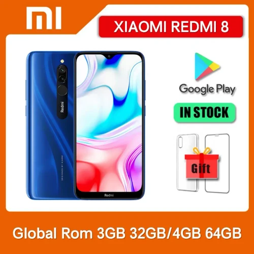 Original Xiaomi Redmi 8 4GB 64GB 4700 mAh Smartphone Dual SIM 6.22'' 12MP+2MP+8MP Snapdragon 439 Octa-Core 4G LTE Mobile Phone