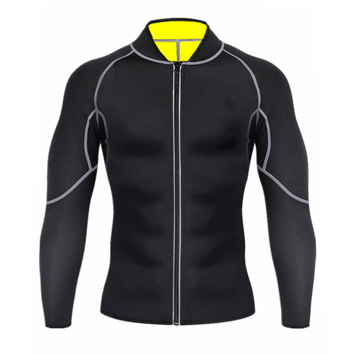 New Men Shapers Sauna Suit Neoprene Sweat Jacket Workout WeightLoss Long Sleeve Waist Trainer Body Shaper with Zipper Undershirt