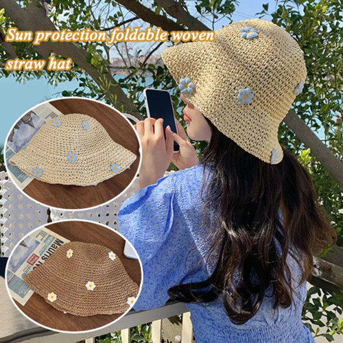Sun Protection Summer Hat Hollow Sun Hat Seaside Flower Straw Hat Foldable Women's Cap Outdoor Beach Accessories панама