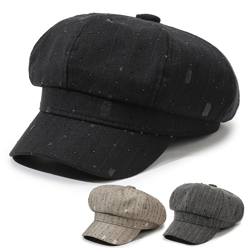 Women's Octagonal Beret for Spring and Autumn – Stylish, Versatile Short‑Brim Beret, Sweet and Cute, Face‑Slimming Artist Hat