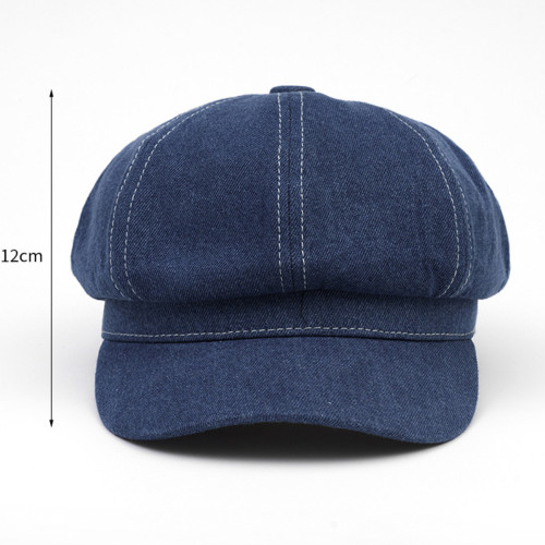 HT4401 New Berets for Women Men Cotton Denim Octagonal Cap Artist Painter Beret Hat Male Female Flat Cap Spring Autumn Beret Cap