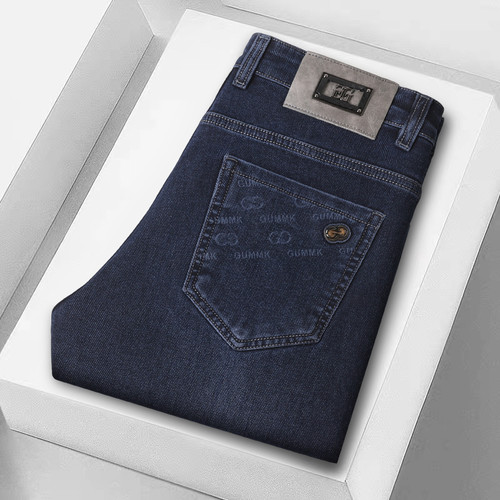 New Men's Comfortable Soft Business Fashion Straight Casual Denim Trousers Male Brand Clothing Light Luxury Stretch Slim Jeans