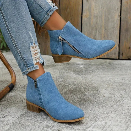 Women Boots 2024 New Autumn Boots Women Fashion Platform Boots Side Zipper Heeled Comfortable Shoes for Women Botas De Mujer