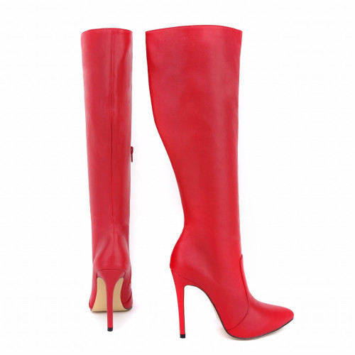 LOSLANDIFEN 2025 Winter Over The Knee Women Boots Leather Sexy High Heels Slip On Shoes Pointed Toe Woman Long Size 35-42
