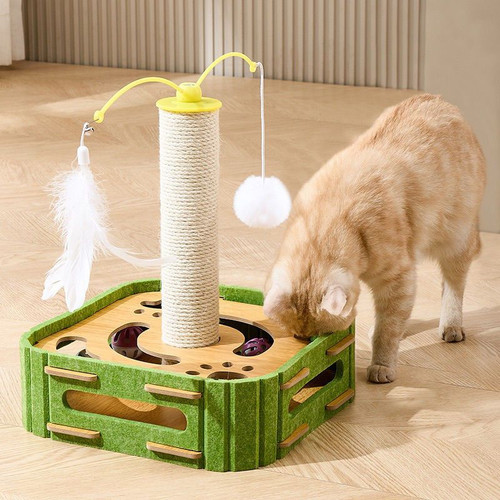Cat Toys Self-Hi Boredom Relief Artifact Kitten Pet Cat Puzzle Labyrinth Holes Cat Stick Box Bell Ball