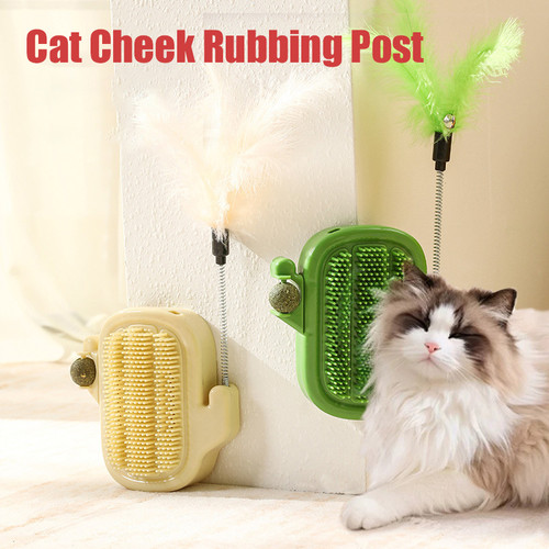 Cat Cheek Rubbing Post, Catnip Ball Toy, Interactive Teaser Wand, Cat Scratch Pad, Self Play Toys for Boredom Relief