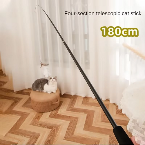Cat Toys for Indoor Cats Cat Toys Interactive for Indoor Cats Cat Wand Toy Super Long Like a Fishing Rod Retractable Cat Wand