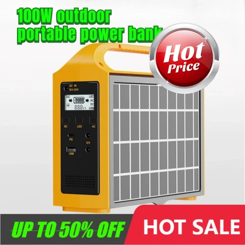 100W Portable Power Station 76.8Wh Solar Power Generator Outdoor Camping With Solar Panel Power Bank 24000mAh LED For Camping