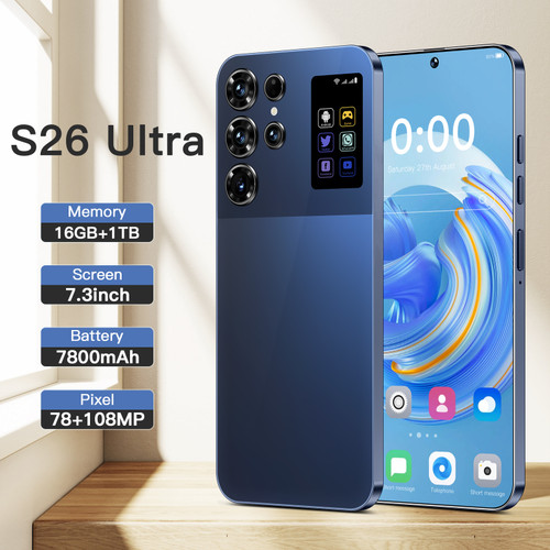 S26 Ultra 7.3 Inch Smartphone 16GB+1TB Unlocked Dual Card Android 14 Dual SIM for Gaming Multilingual Mobile