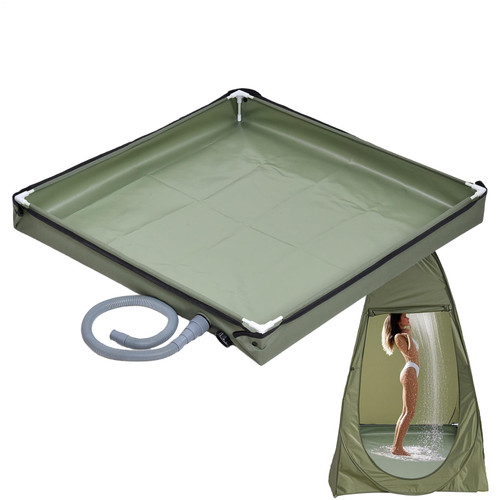 Portable Shower Pan with Drain Hose Foldable Shower Base Camping Shower Base for RV Outdoor Camping Shower Beach Pet Bath