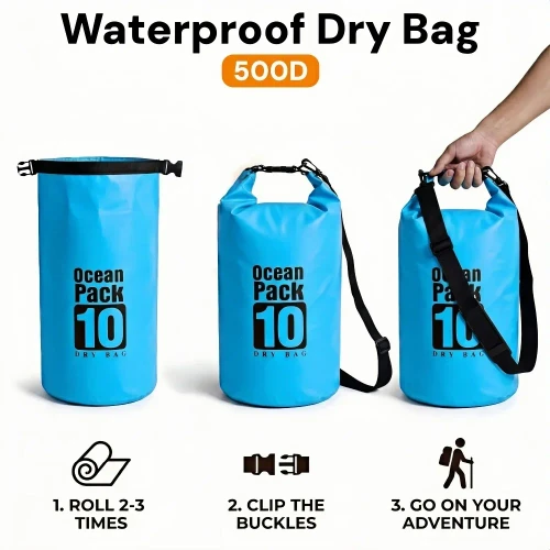Heavy Duty Outdoor Dry Bag 500D Waterproof Dry Sack for Rafting Kayaking Canyoning Boating,Floating  Swimming Beach Camping Gear