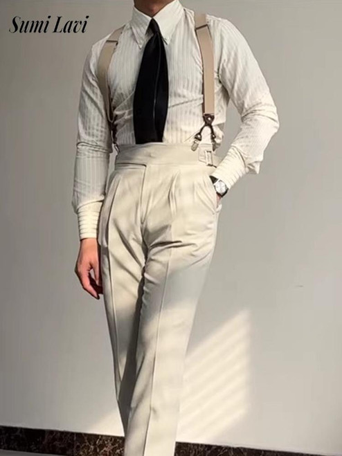 Vintage Turn-down Collar Button-up Men's Shirts Spring Autumn New Casual Long Sleeve Shirt For Mens Leisure Slim Cardigan Shirt
