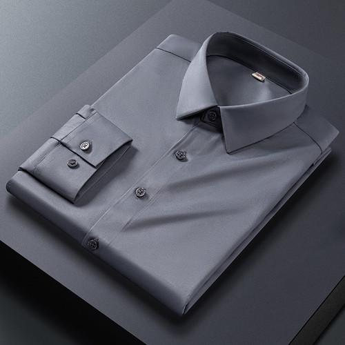 S-4XL Anti-Wrinkle Men Shirts Long Sleeve Dress Shirts For Men Slim Fit Camisa Social Business Blouse White Blue Office Shirt