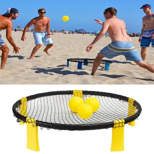 Beach Volleyball Ball Spikeball Style Game Set with Round Net & Ball Portable Outdoor Beach Lawn Volleyball Game Mini Game