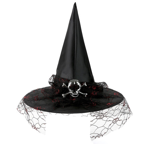 New Halloween black witch hat lace witch hat holiday evening party pointed witch hat wholesale