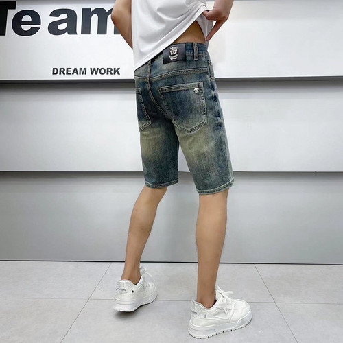 2024 New Arrival Denim Shorts Men's Five-point Pants Summer Thin Loose Men's Pants Korean Style Straight Trendy Brand Men's Pants
