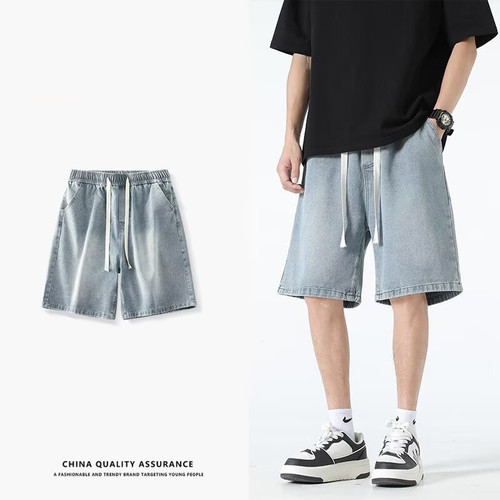 Men Denim Shorts Male 2025 Summer New Thin Style Retro Loose American Fashion Brand Pants Casual Five Inch Mid Length Pants