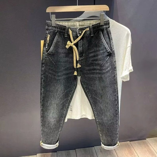 Men's Spring Autumn Fashion 2025 Denim Casual Elastic Waist Pencil Jeans Slim Feet Pants Stretch Harlan Trousers Black Jeans