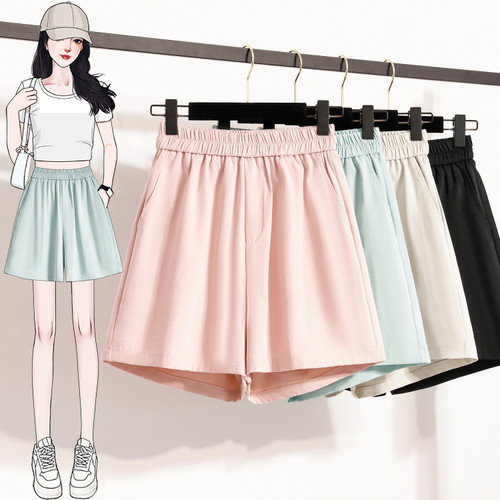 2026 Summer Wide Leg Shorts for Women Elastic Band High Waisted Causal Shorts Hot Selling Sports Shorts Running Pants