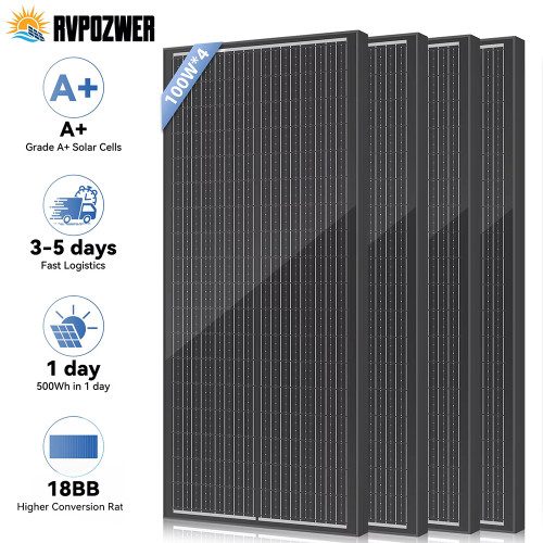 RVPOZWER 100W Solar Panels A+ N-Type Monocrystalline Solar Cell Household Outdoor Camping 23.2% High-Efficiency PV Power