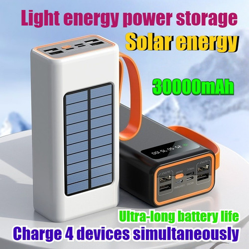 90000mAh Fast Charging Power Bank Large Capacity Solar Portable Mobile Power for Outdoor Live Streaming and Camping