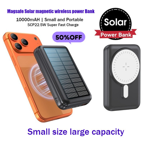 22.5W 10000mAh Solar Wireless Fast Charging Power Bank Large-Capacity Portable Mobile Charger