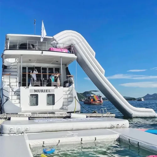 Customized Water Inflatable Yacht Slide Inflatable Boat Slide For Water Fun Floating Slide2026