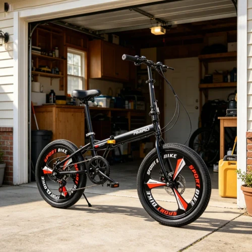 Black 20 Inch Lightweight Folding Bicycle One-Piece Wheel Ultra-Light Portable Student Disc Brake Variable Speed Bike